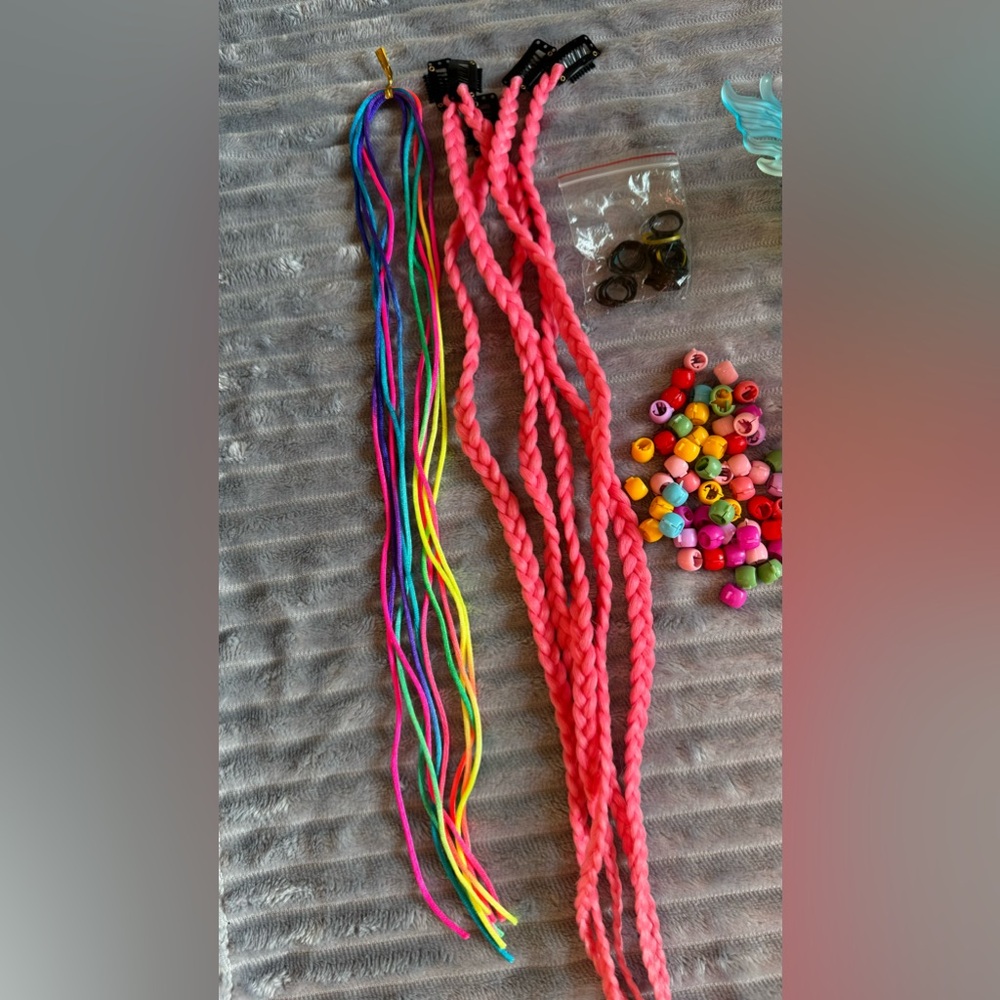 Bundle hair accessories synthetic braids beads for kids